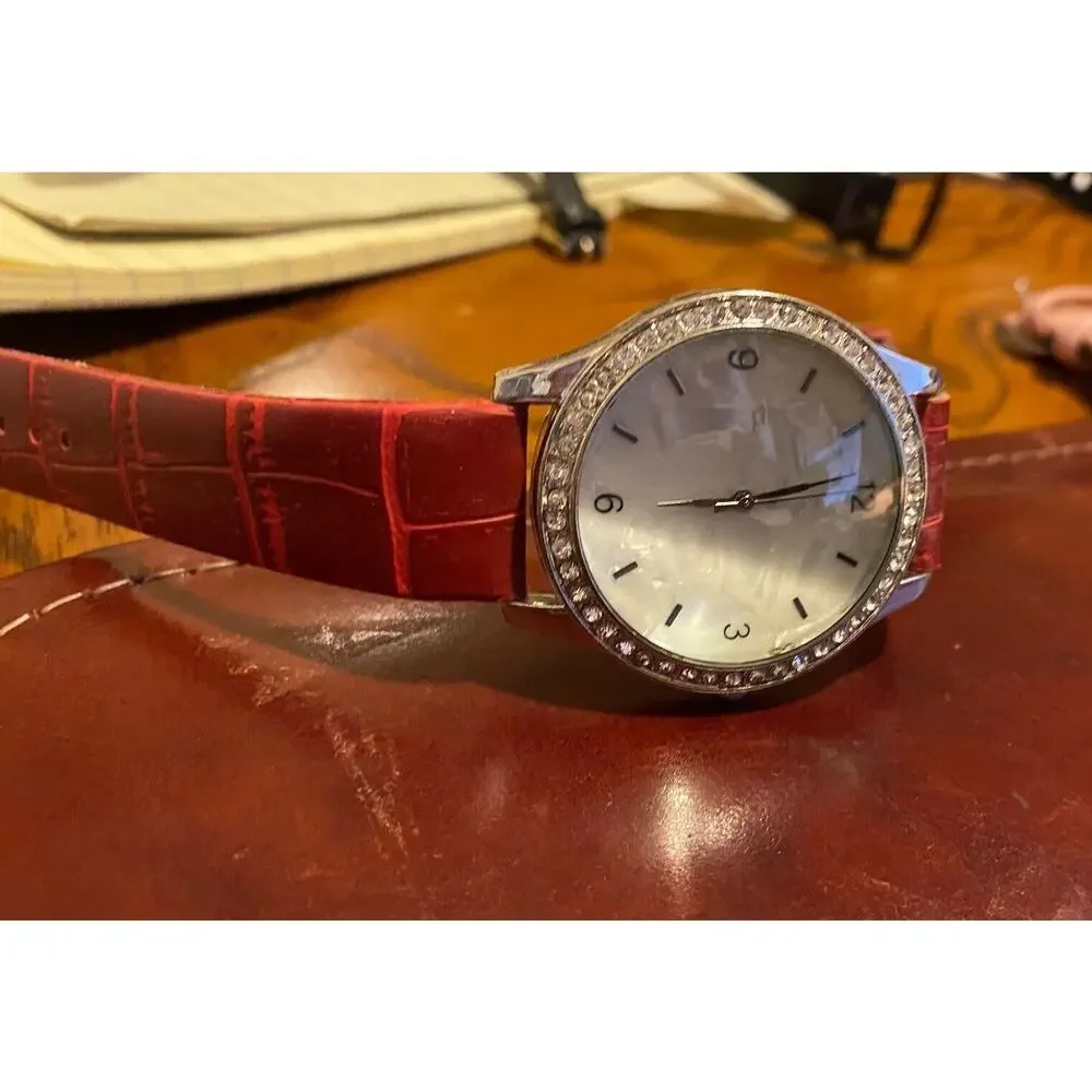 Women's 40mm Silver Tone Blair Watch, MOP Face, Crystal Accents